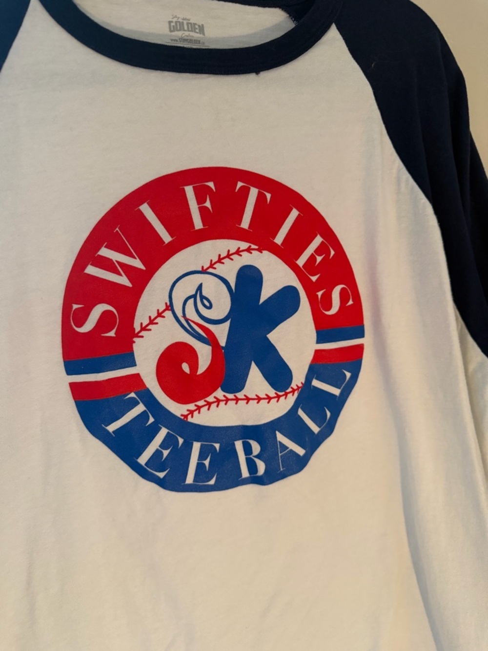 Swifties Tee Ball Graphic Raglan Shirt Taylor Swift Style Size L - Picture 4 of 5